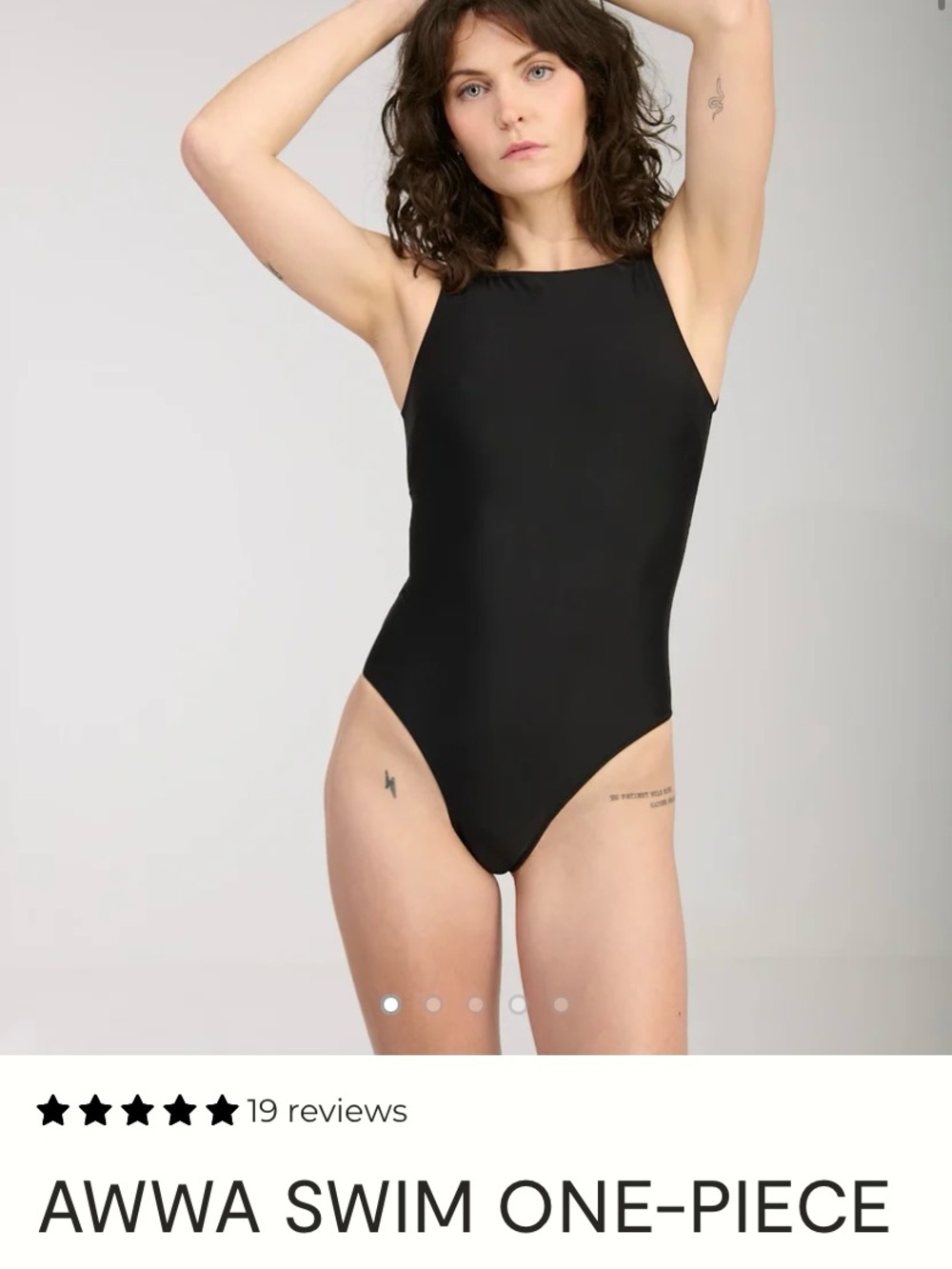 NWT aisle x AWWA High-Cut, High-Neck One Piece, Black, L